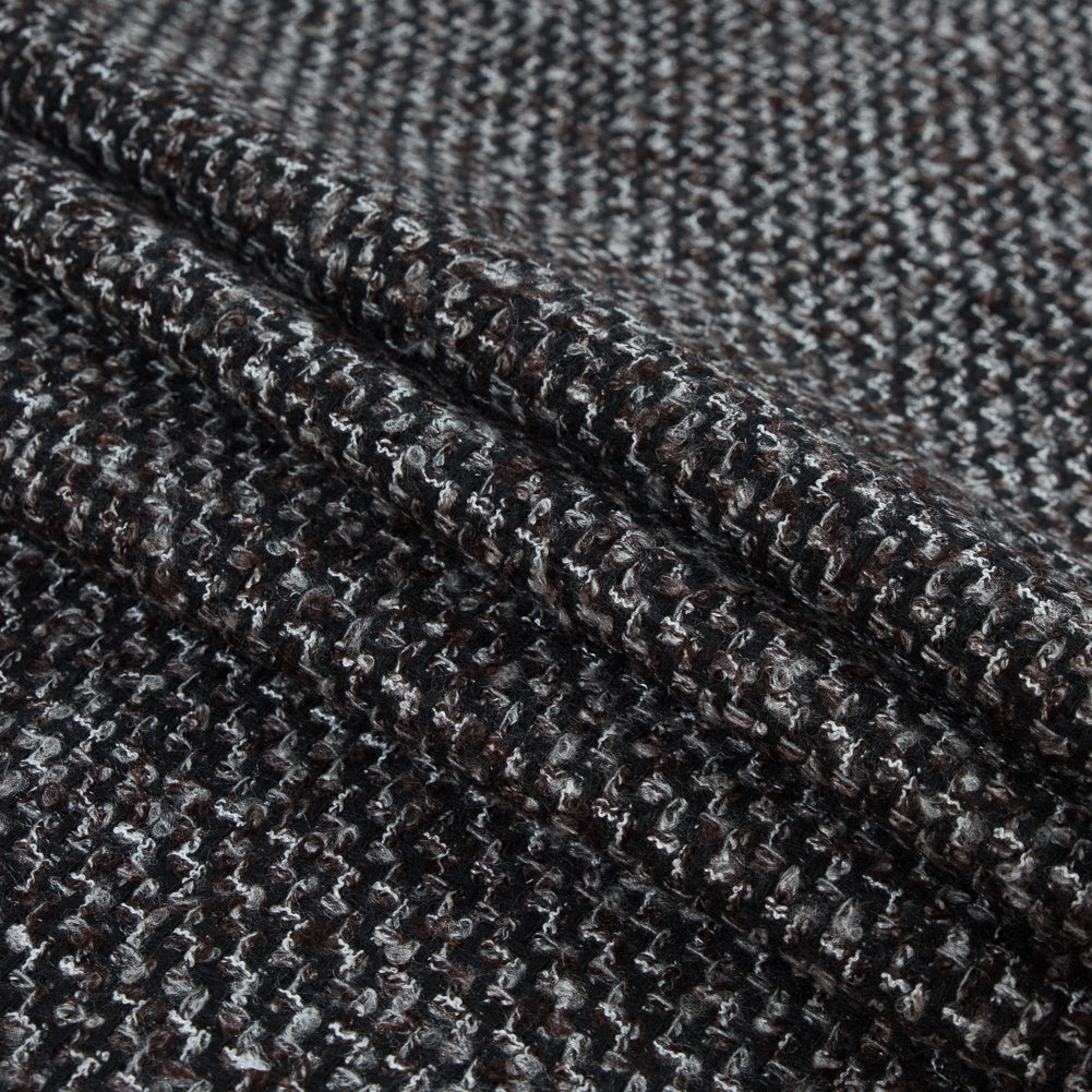 Black, Brown and Gray Boucled Wool Tweed - Detail Black, Brown and Gray Boucled Wool Tweed - Detail