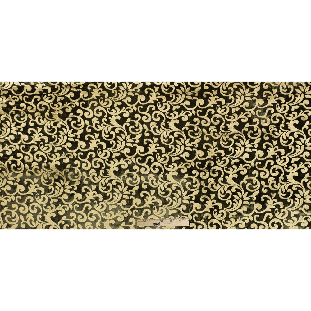 Moss Velvet with Royal Gold Foil Foliage Design Full Moss Velvet with Royal Gold Foil Foliage Design Full