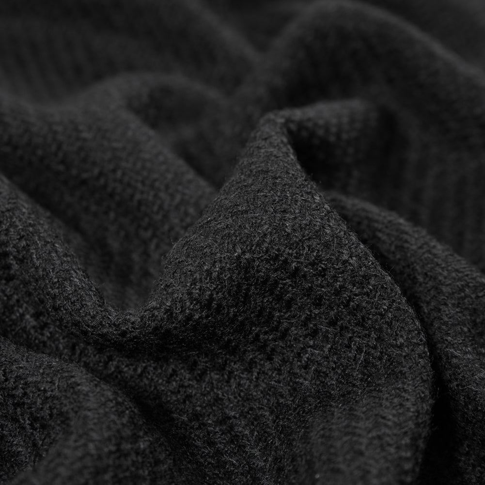 Black Woolen Wool-Like Acrylic Twill Detail Black Woolen Wool-Like Acrylic Twill Detail