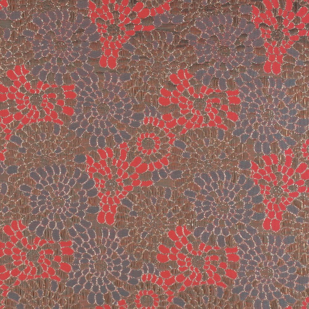 Metallic Gold and Neon Calypso Coral Floral Brocade Metallic Gold and Neon Calypso Coral Floral Brocade