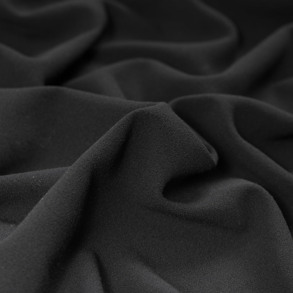 Italian Black Blended Rayon Crepe - Detail Italian Black Blended Rayon Crepe - Detail