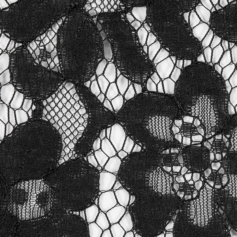 Black Floral Re-Embroidered Lace - Detail Black Floral Re-Embroidered Lace - Detail