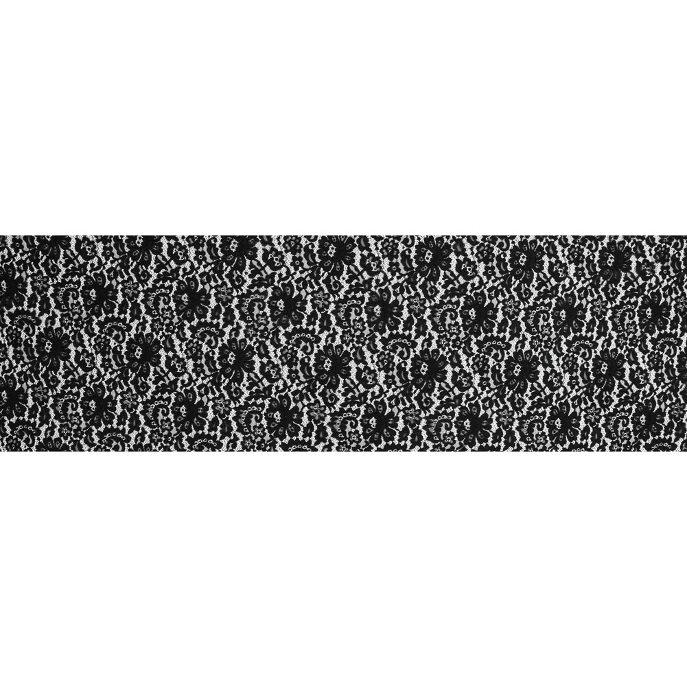 Black Floral Re-Embroidered Lace - Full Black Floral Re-Embroidered Lace - Full