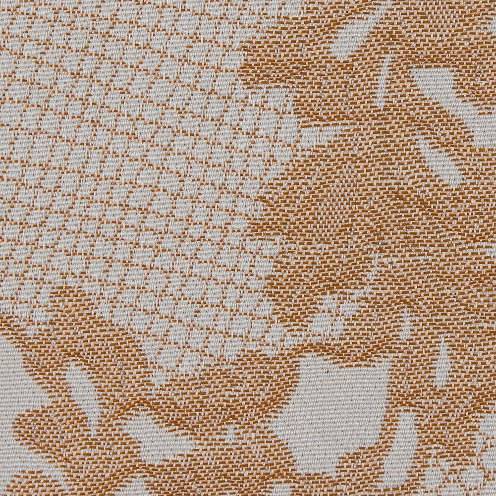 Metallic Butterscotch and White Lacey Floral Brocade - Detail Metallic Butterscotch and White Lacey Floral Brocade - Detail
