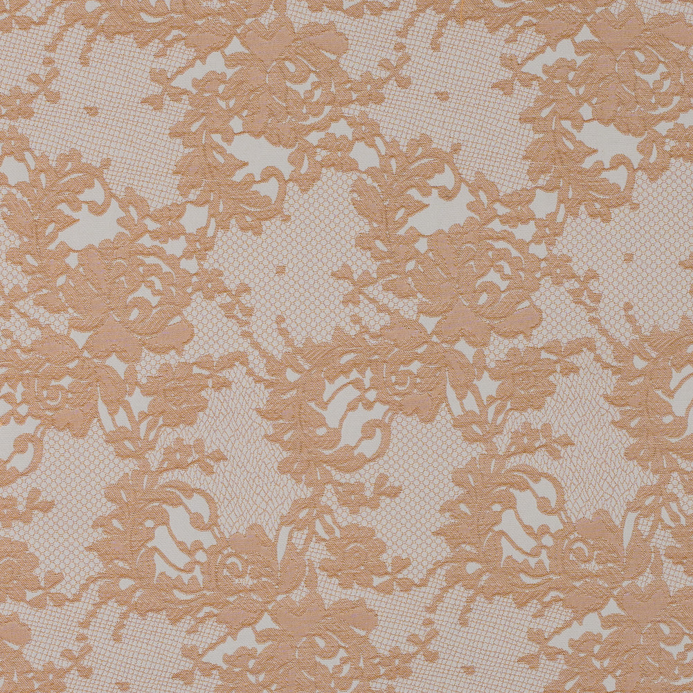 Metallic Butterscotch and White Lacey Floral Brocade Metallic Butterscotch and White Lacey Floral Brocade