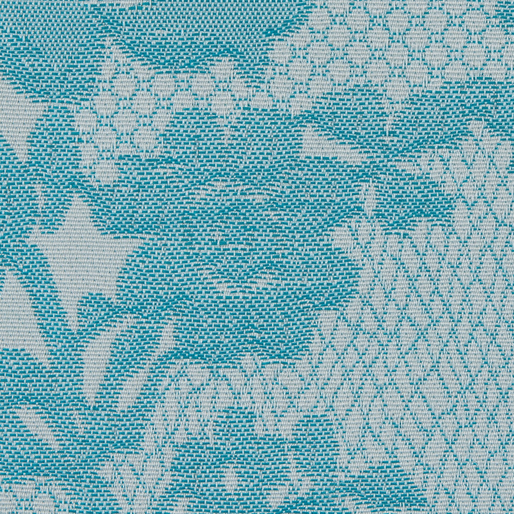 Metallic Bluebird and White Lacey Floral Brocade - Detail Metallic Bluebird and White Lacey Floral Brocade - Detail