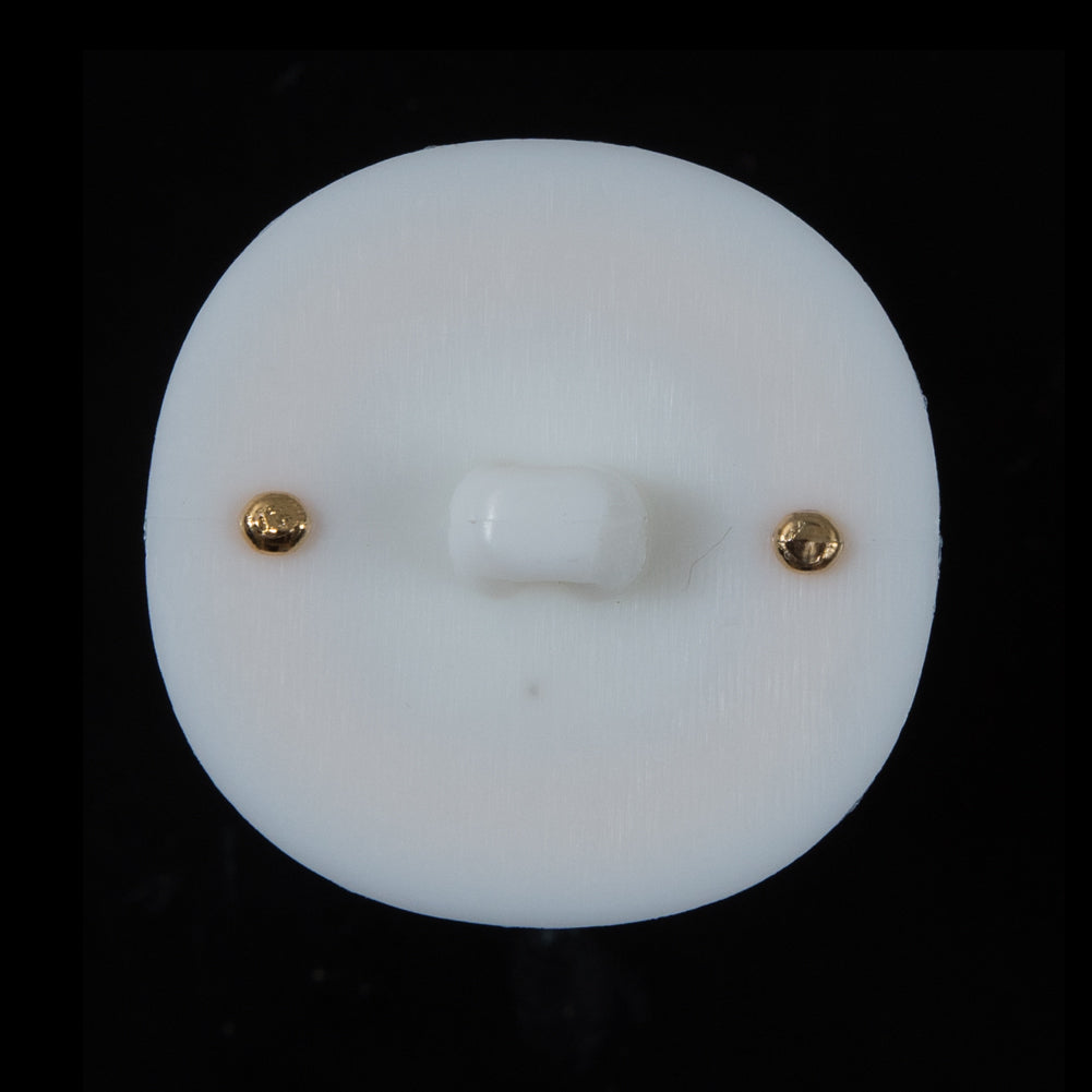 White and Gold 2-Piece Plastic Button - 48L/30.5mm Detail White and Gold 2-Piece Plastic Button - 48L/30.5mm Detail