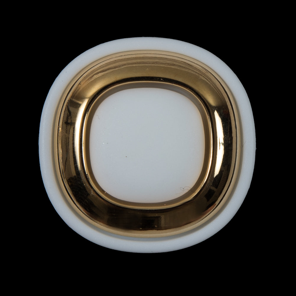 White and Gold 2-Piece Plastic Button - 48L/30.5mm White and Gold 2-Piece Plastic Button - 48L/30.5mm