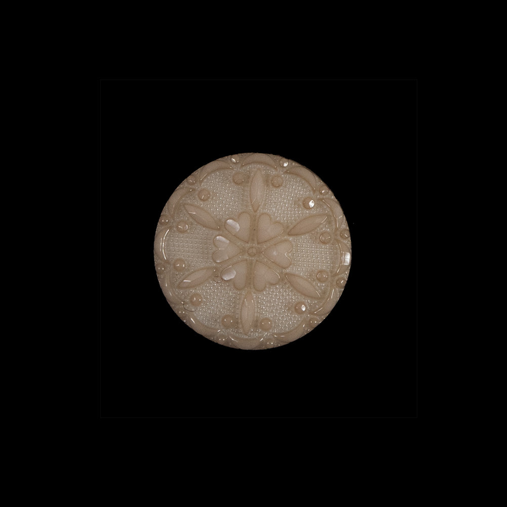 Ivory Cream Textured Floral Shank-Back Button - 24L/15mm Ivory Cream Textured Floral Shank-Back Button - 24L/15mm