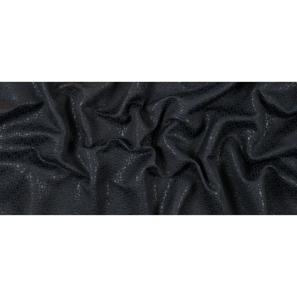 Italian Blue Nights and Metallic Black Quarterfoil Brocade Full Italian Blue Nights and Metallic Black Quarterfoil Brocade Full