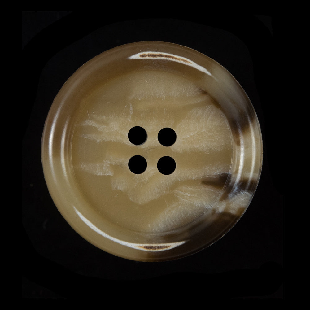 Beige and Brown Rimmed Plastic Button - 45L/28mm Beige and Brown Rimmed Plastic Button - 45L/28mm