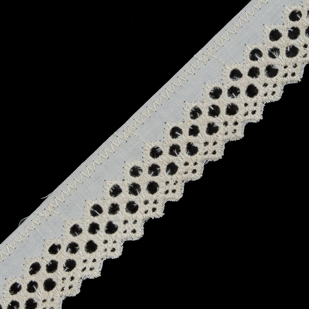 Beige Cotton Eyelet Trimming - 0.75" Detail Beige Cotton Eyelet Trimming - 0.75" Detail