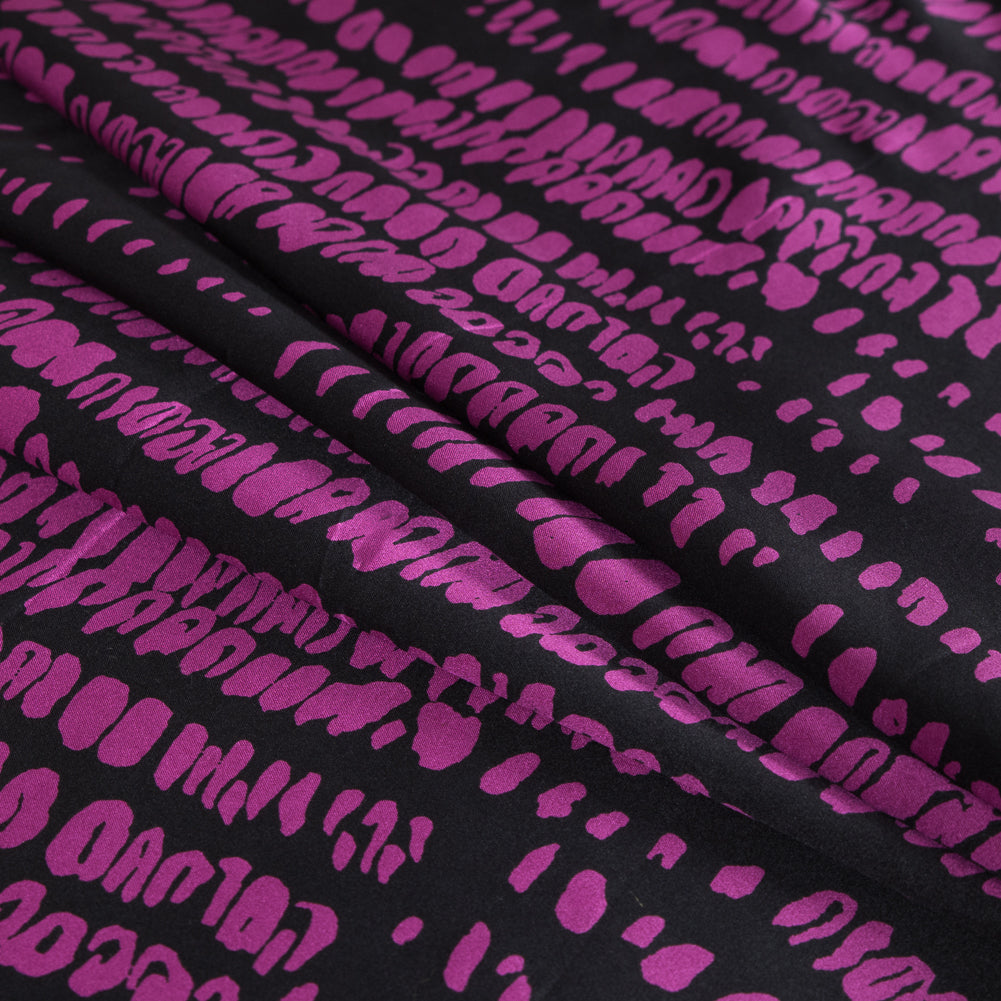 Black and Sangria Abstract Printed Silk Charmeuse - Detail Black and Sangria Abstract Printed Silk Charmeuse - Detail