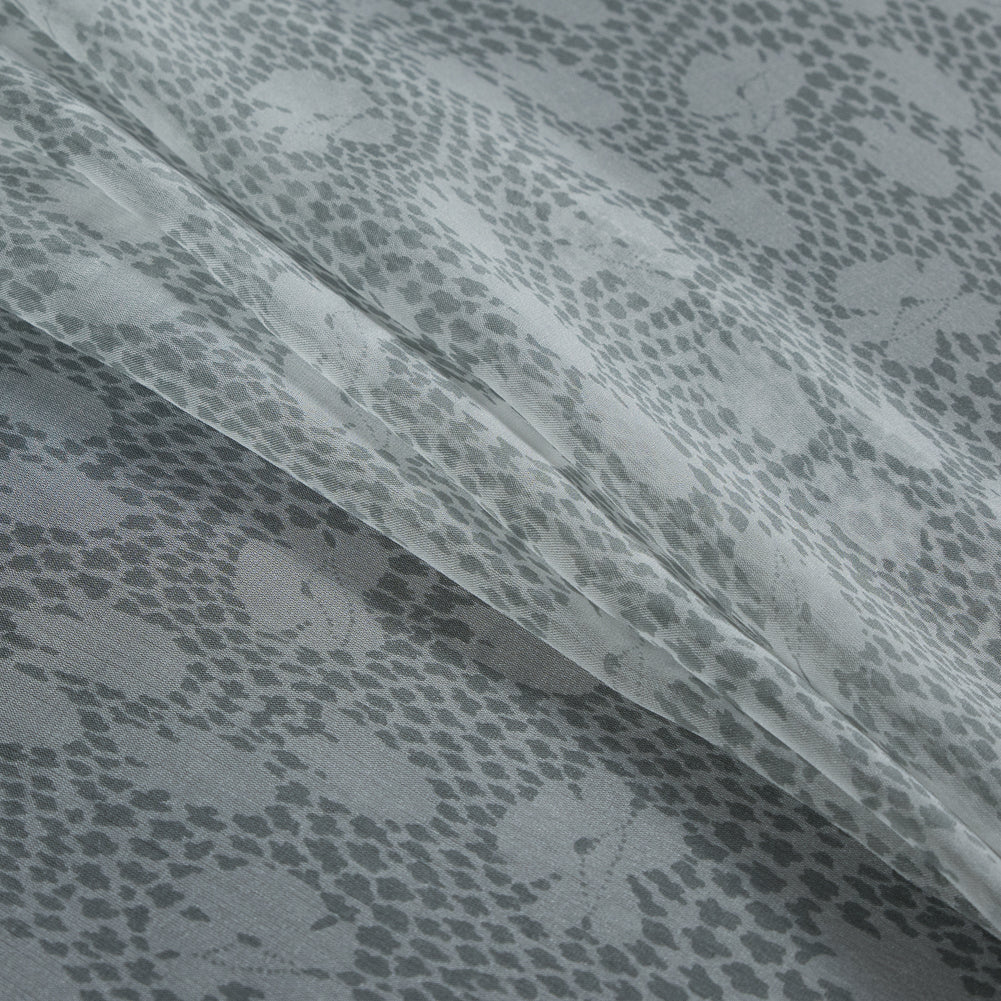 Gray Spotted Floral Silk Chiffon - Detail Gray Spotted Floral Silk Chiffon - Detail