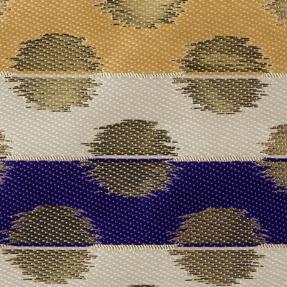 Deep Blue, Jasmine Green and Metallic Gold Polka Dotted and Striped Brocade Detail Deep Blue, Jasmine Green and Metallic Gold Polka Dotted and Striped Brocade Detail
