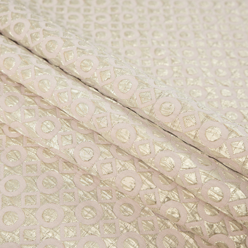 Pink Champagne and Metallic Gold Geometric Brocade Folded Pink Champagne and Metallic Gold Geometric Brocade Folded