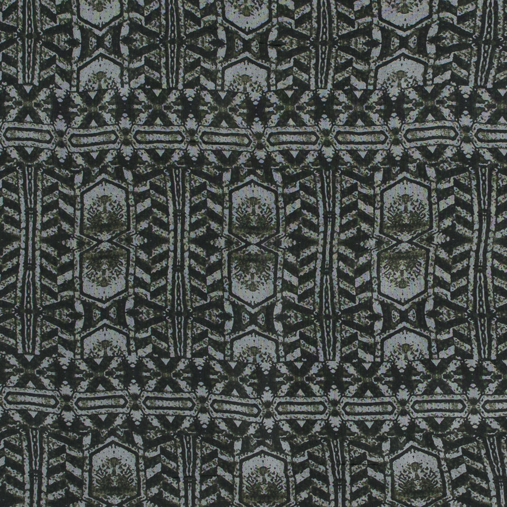 Rifle Green Tribal Printed Silk Chiffon Rifle Green Tribal Printed Silk Chiffon