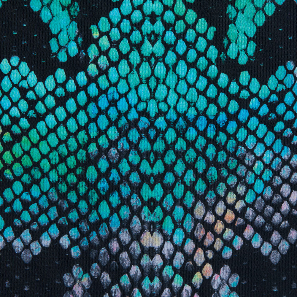 Compression Swimwear Tricot, UV Protective with Aloe Vera Microcapsules - Green and Pink Python - Caye Collection Detail Compression Swimwear Tricot, UV Protective with Aloe Vera Microcapsules - Green and Pink Python - Caye Collection Detail