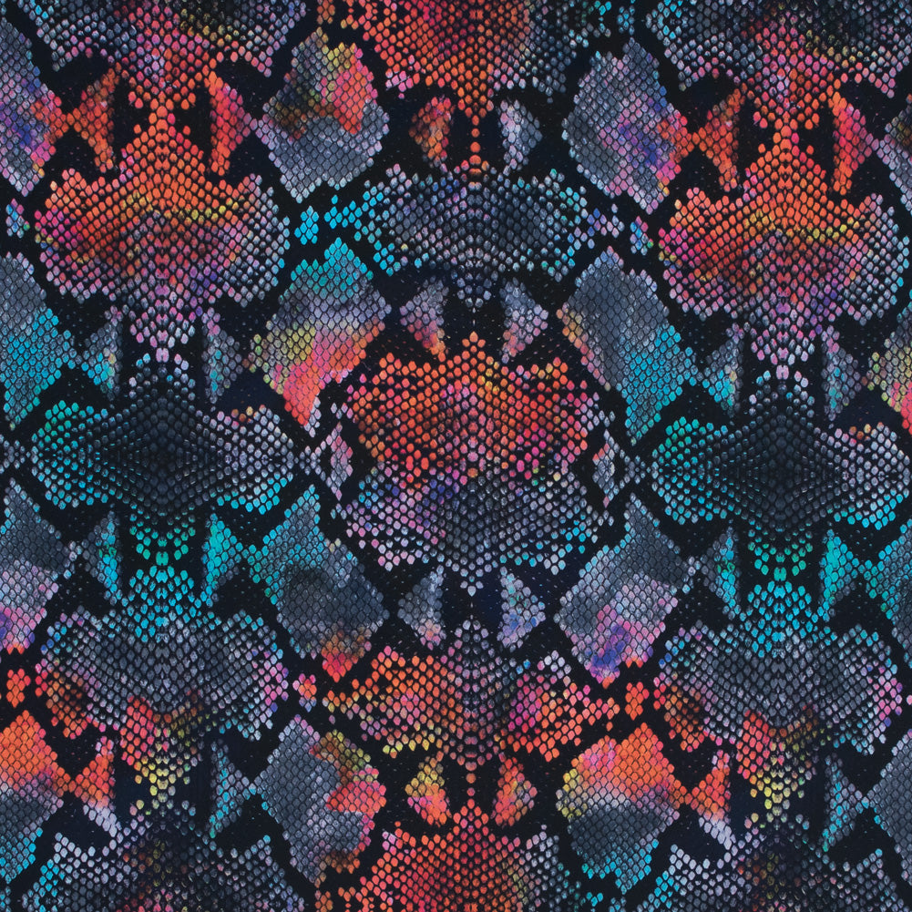 Compression Swimwear Tricot, UV Protective with Aloe Vera Microcapsules - Orange and Blue Python - Caye Collection Compression Swimwear Tricot, UV Protective with Aloe Vera Microcapsules - Orange and Blue Python - Caye Collection