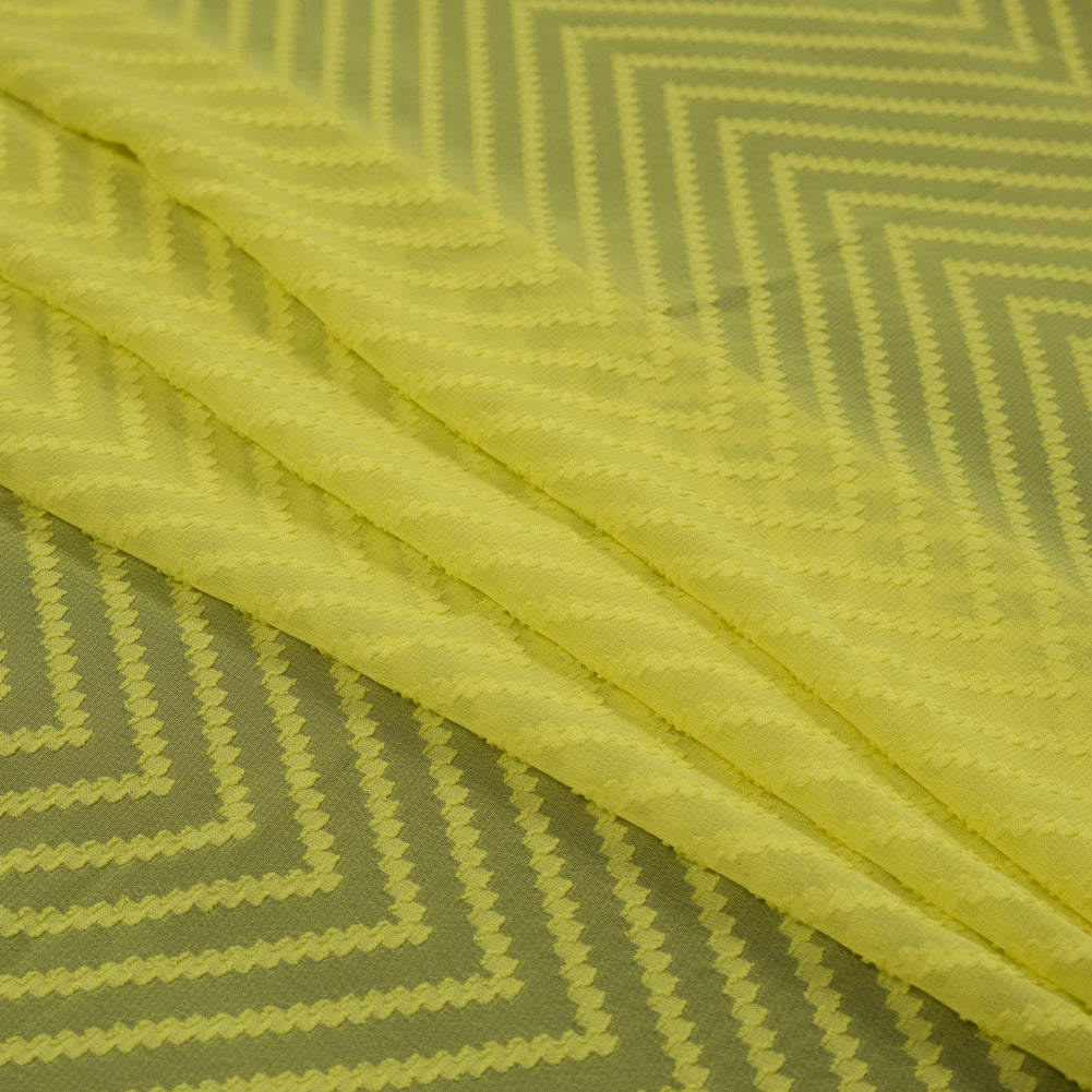 Citrus Lemon Chevron Burn-out Polyester Chiffon Folded Citrus Lemon Chevron Burn-out Polyester Chiffon Folded