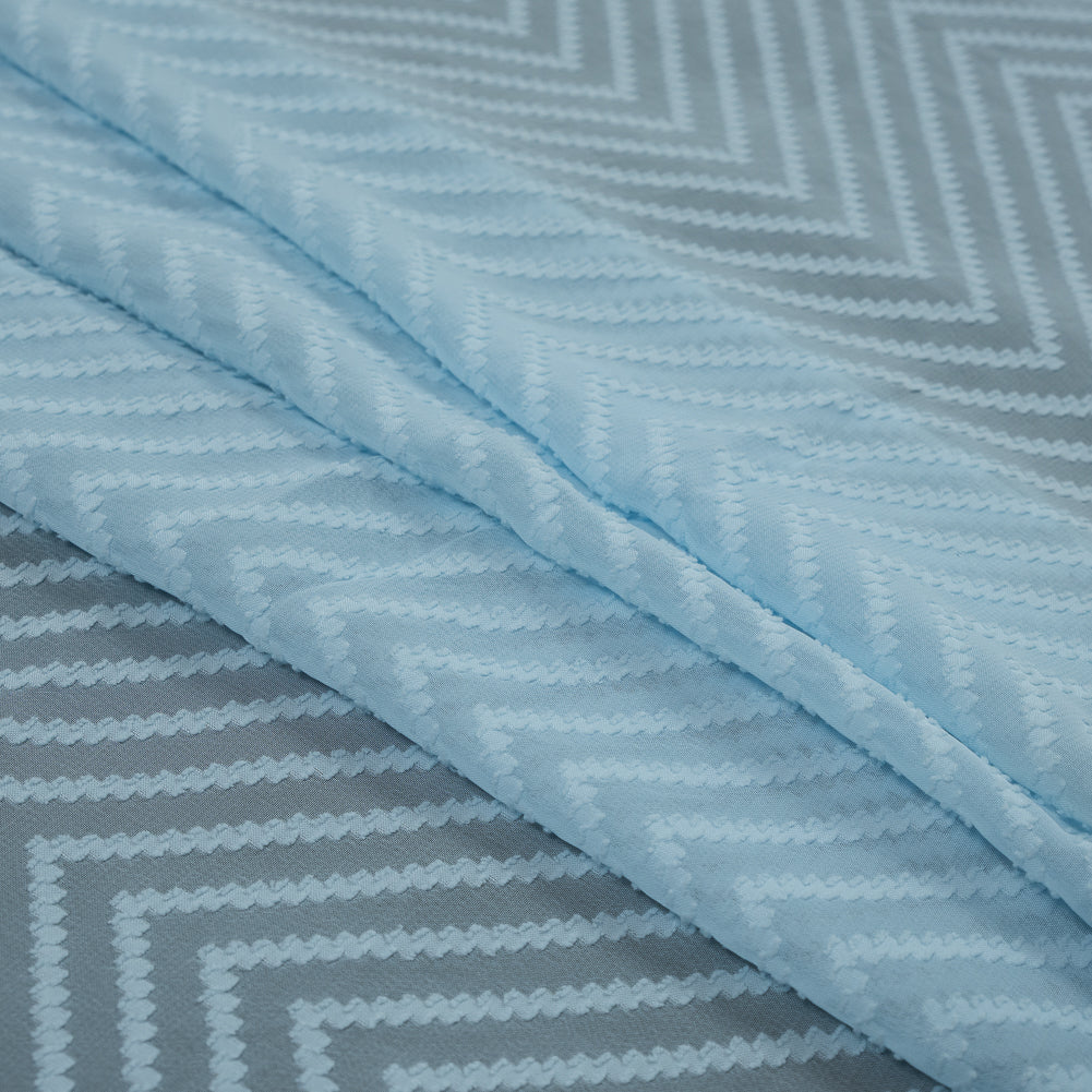 Light Pond Blue Chevron Burn-out Polyester Chiffon Folded Light Pond Blue Chevron Burn-out Polyester Chiffon Folded