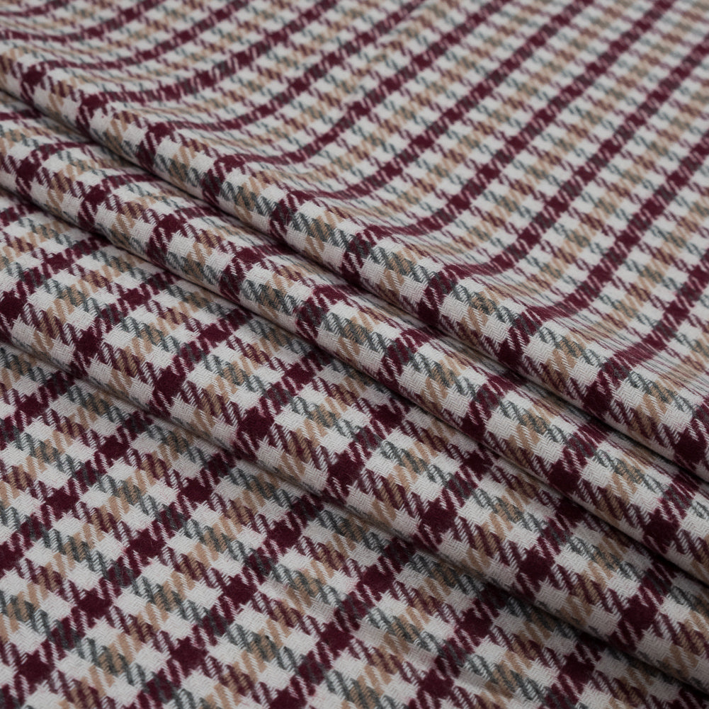 Windsor Wine, Beige and Green Plaid Wool Twill Folded Windsor Wine, Beige and Green Plaid Wool Twill Folded