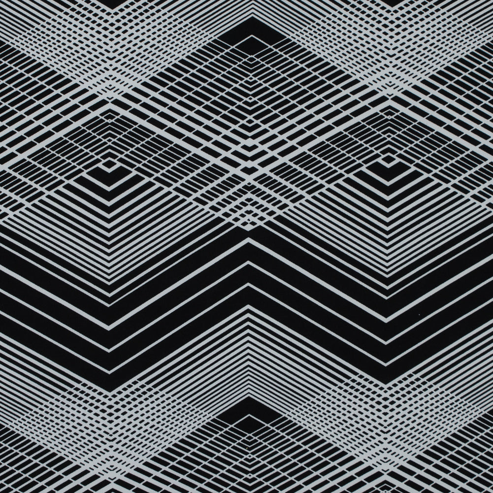 Black and White Geometric Polyester Jersey Black and White Geometric Polyester Jersey
