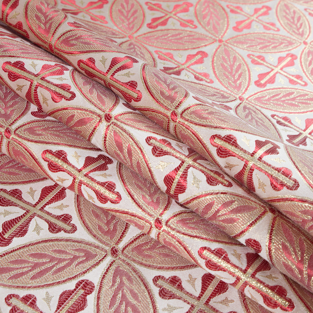 Red and Metallic Gold Medallion Jacquard Folded Red and Metallic Gold Medallion Jacquard Folded