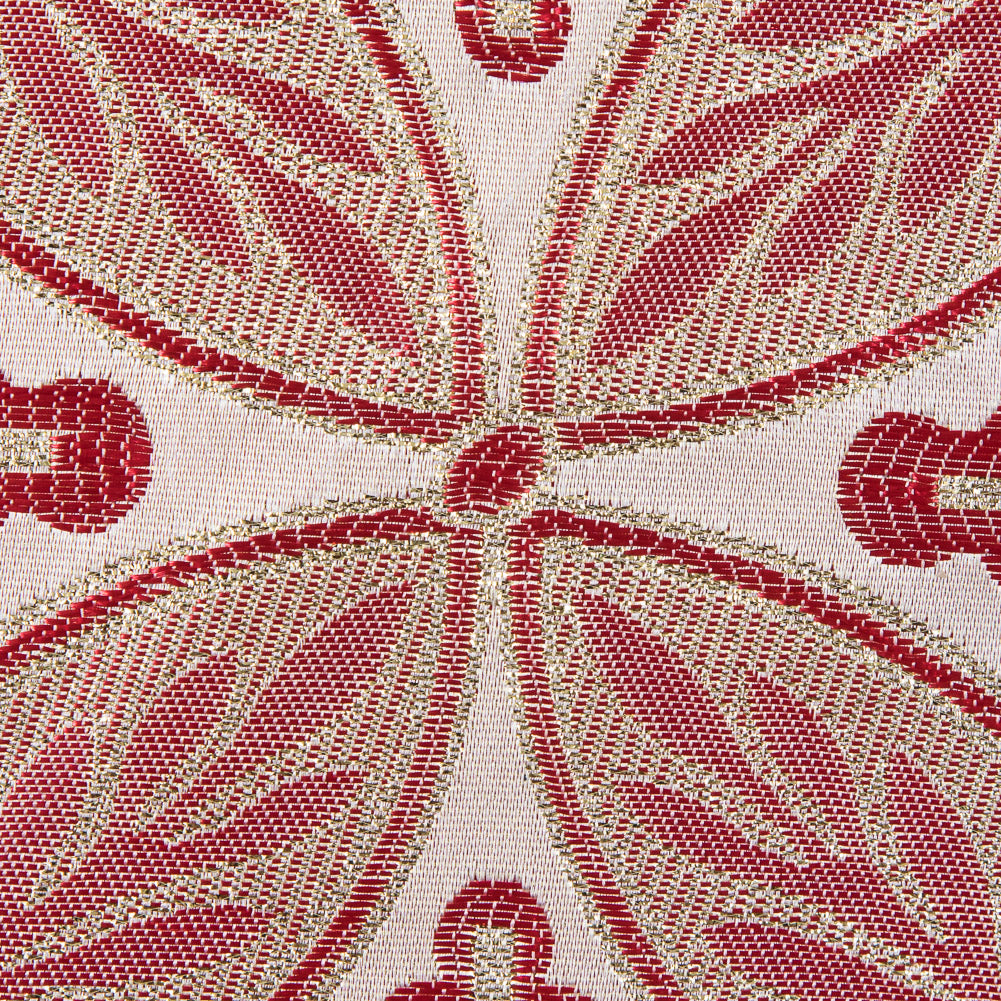 Red and Metallic Gold Medallion Jacquard Detail Red and Metallic Gold Medallion Jacquard Detail
