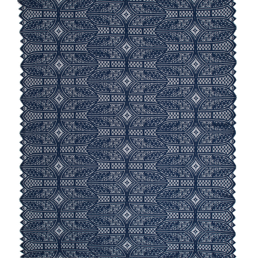 Lace with Finished Eyelash Edges - Navy Geometric Full Lace with Finished Eyelash Edges - Navy Geometric Full