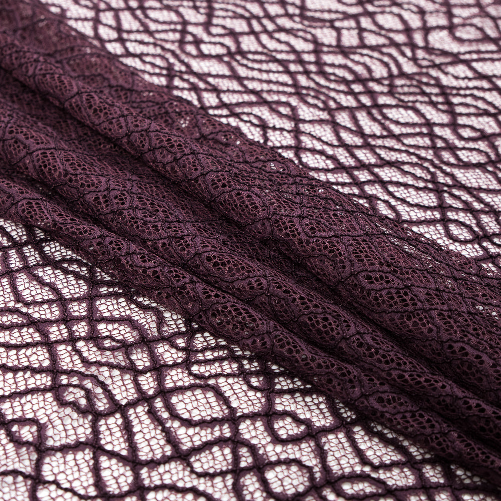 Corded Lace with Eyelash Edges - Fig Abstract Folded Corded Lace with Eyelash Edges - Fig Abstract Folded