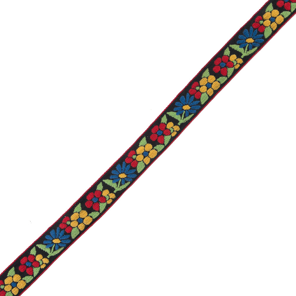 German Primary Color Floral Jacquard Ribbon - 0.75" German Primary Color Floral Jacquard Ribbon - 0.75"