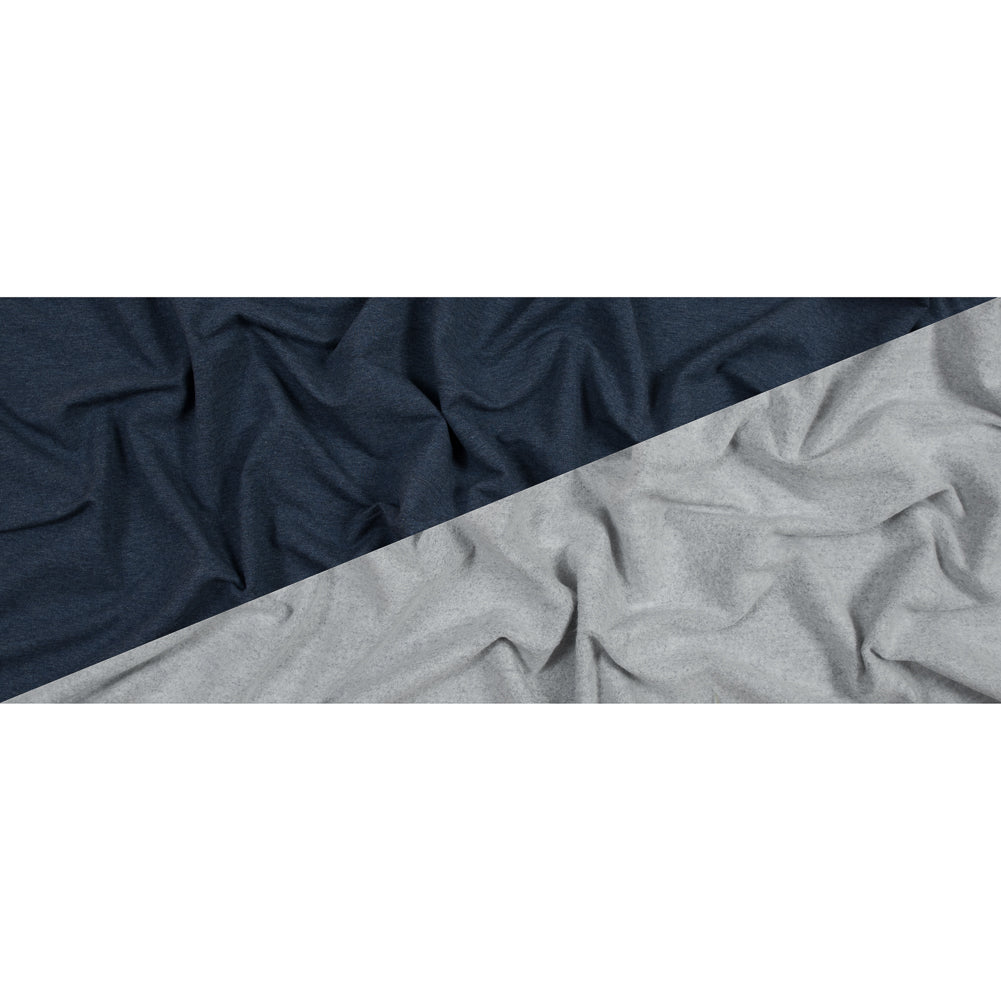 Bamboo and Cotton Stretch Knit Fleece - Heather Lake Blue - Jessamyn Collection Folded Bamboo and Cotton Stretch Knit Fleece - Heather Lake Blue - Jessamyn Collection Folded