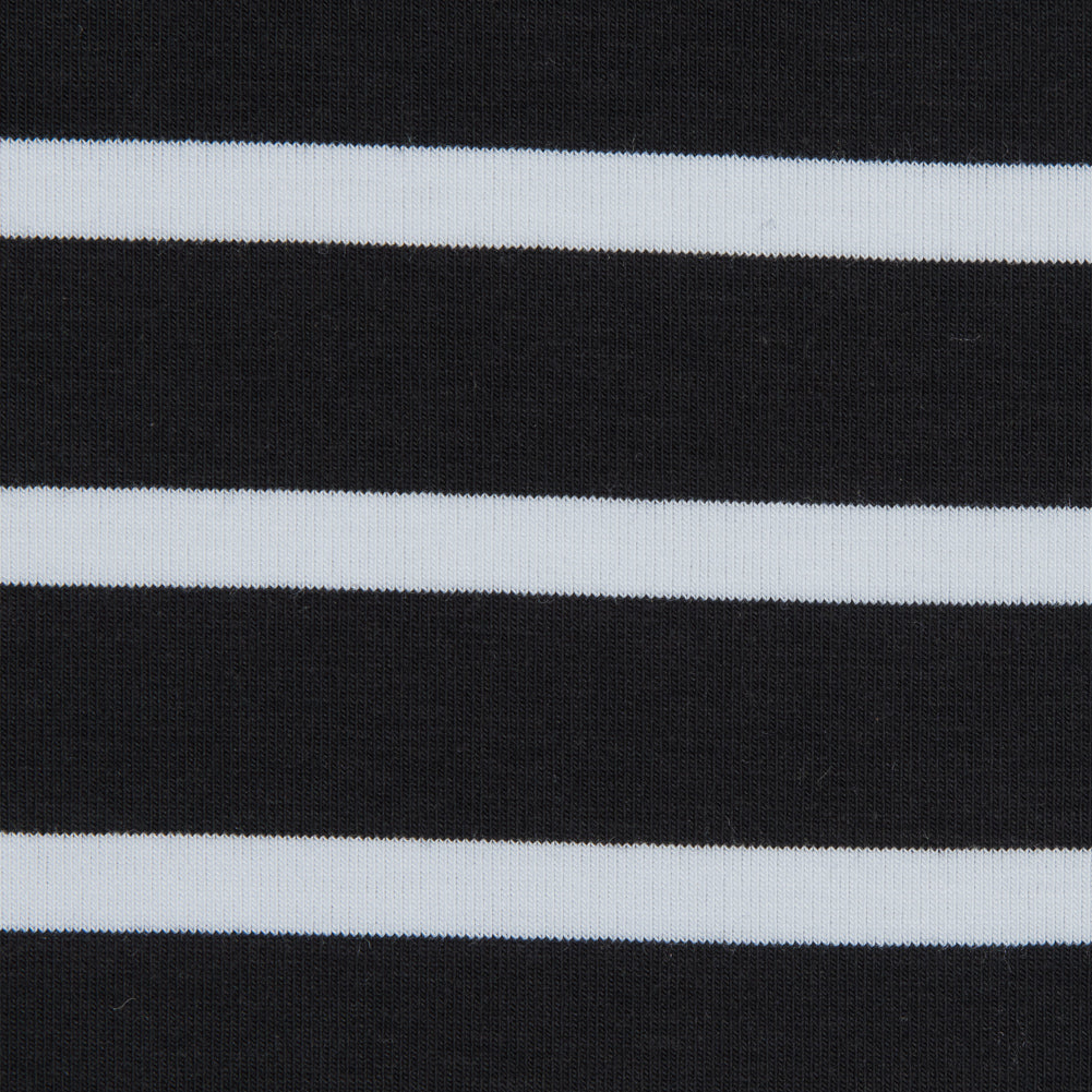 Bamboo Jersey - Black and White Striped Full Bamboo Jersey - Black and White Striped Full