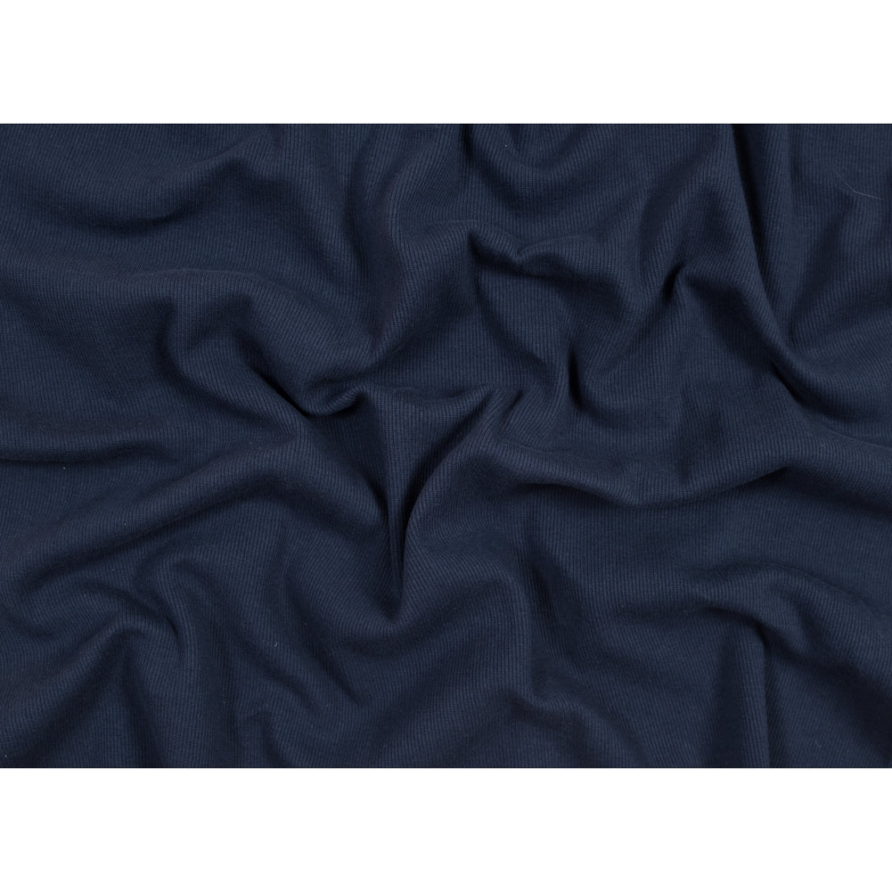 Navy Tubular Cotton Rib Knit Folded Navy Tubular Cotton Rib Knit Folded