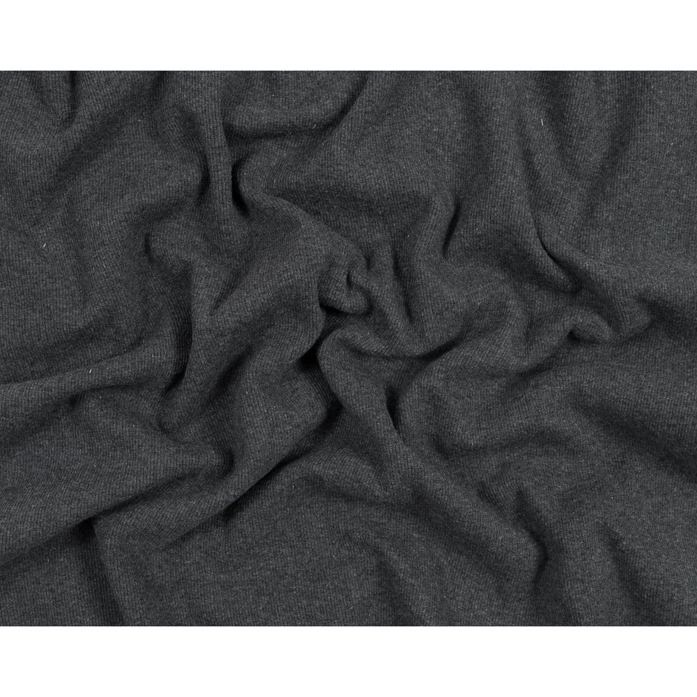 Heathered Charcoal Tubular Cotton Rib Knit Folded Heathered Charcoal Tubular Cotton Rib Knit Folded