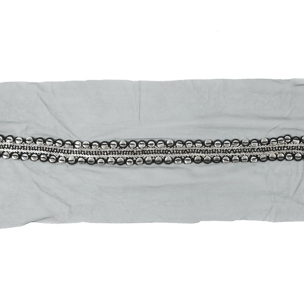 Black and Silver Fancy Beaded Metal Trim - 1.5" Black and Silver Fancy Beaded Metal Trim - 1.5"