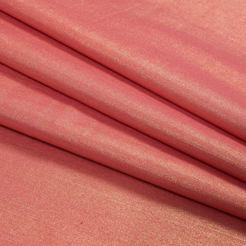 Italian Coral Stretch Denim with Metallic Gold Laminate Detail Italian Coral Stretch Denim with Metallic Gold Laminate Detail