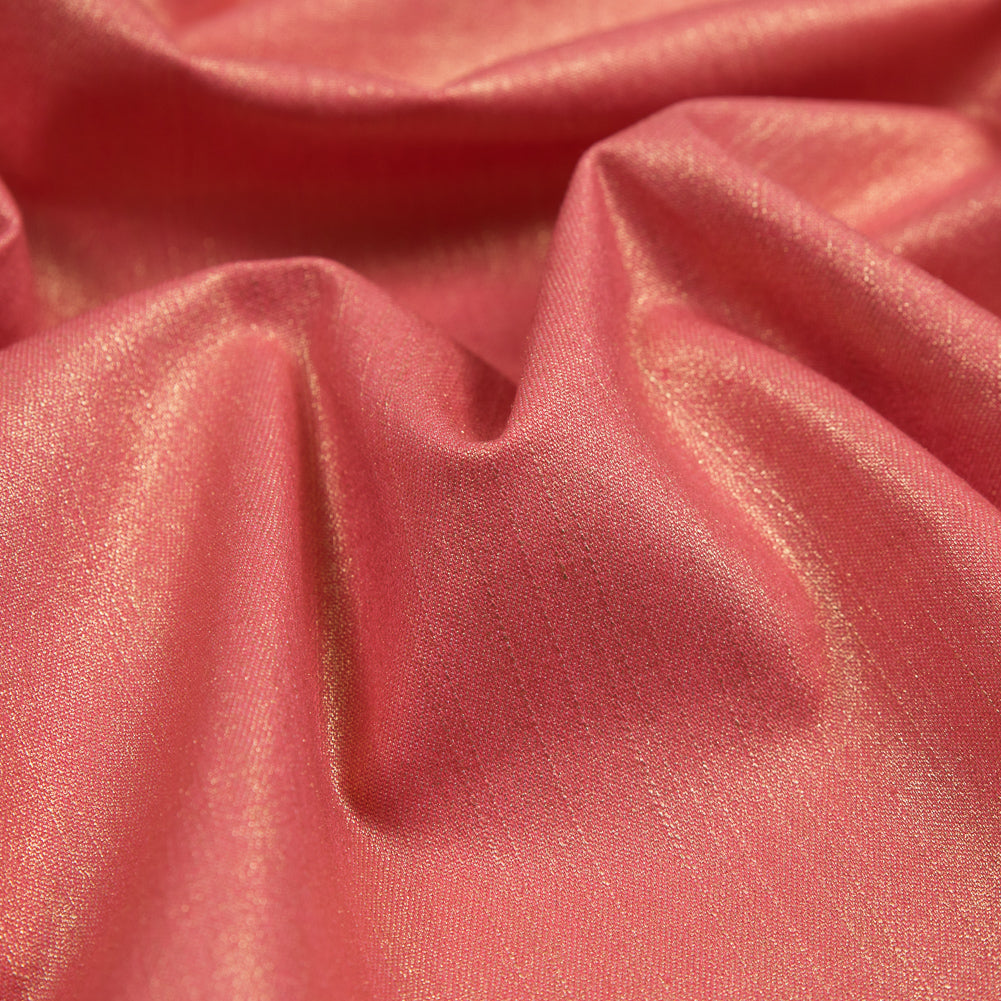 Italian Coral Stretch Denim with Metallic Gold Laminate Full Italian Coral Stretch Denim with Metallic Gold Laminate Full