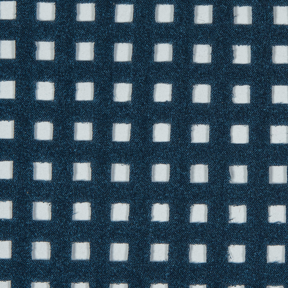 Italian Blue Square Perforated Faux Suede Full Italian Blue Square Perforated Faux Suede Full