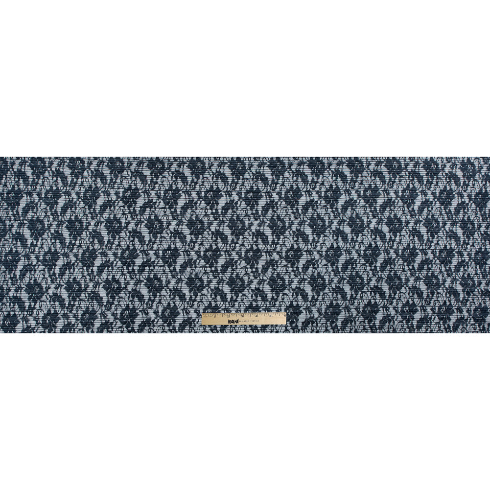 Italian Navy Floral Pleated Lace Folded Italian Navy Floral Pleated Lace Folded