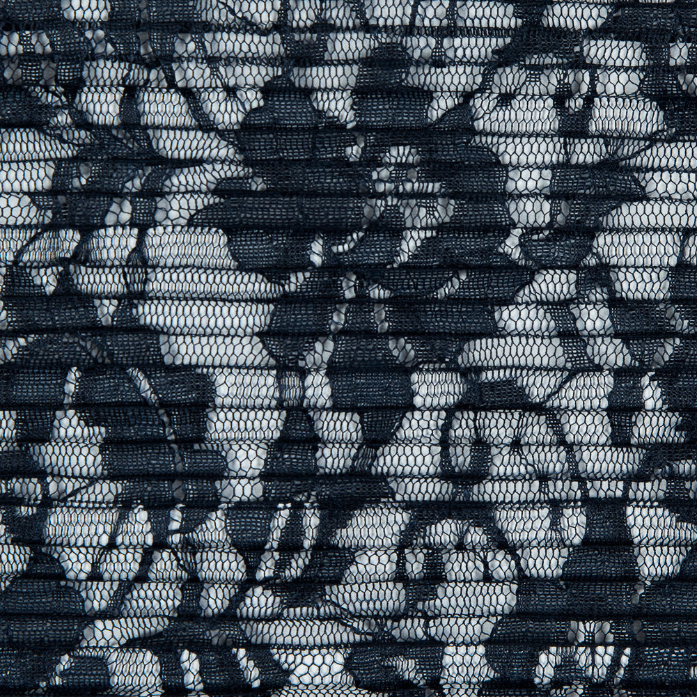 Italian Navy Floral Pleated Lace Full Italian Navy Floral Pleated Lace Full