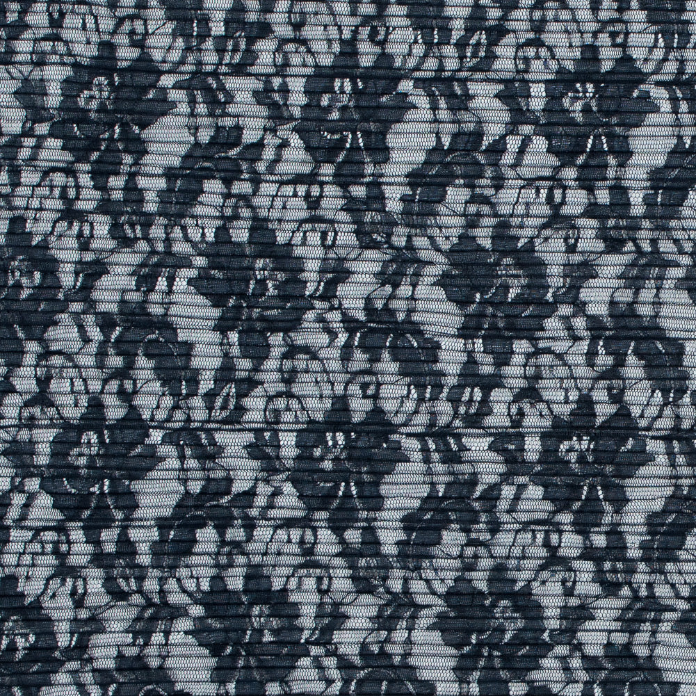 Italian Navy Floral Pleated Lace Italian Navy Floral Pleated Lace