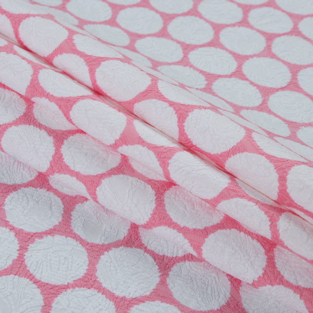 Italian Pink Polka Dotted Cotton Jacquard Folded Italian Pink Polka Dotted Cotton Jacquard Folded
