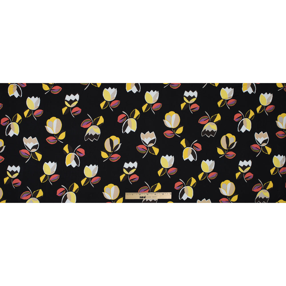 Italian Black and Yellow Floral Printed Jersey Full Italian Black and Yellow Floral Printed Jersey Full