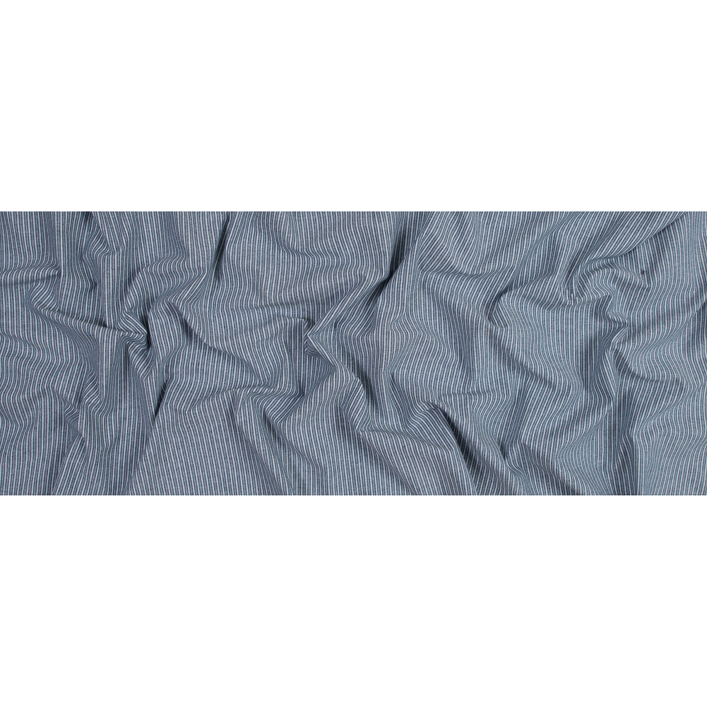 Navy Striped Cotton Chambray Folded Navy Striped Cotton Chambray Folded