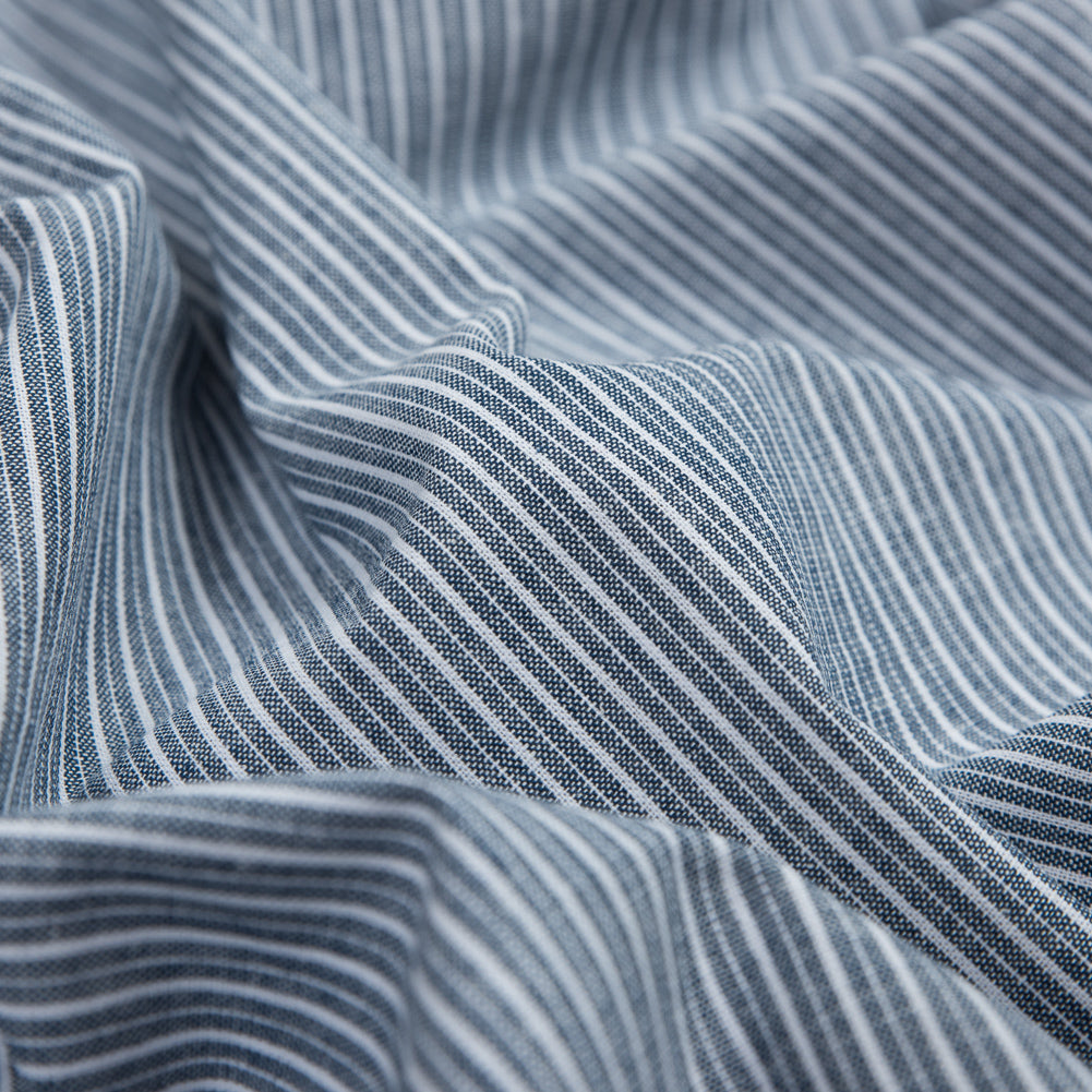 Navy Striped Cotton Chambray Full Navy Striped Cotton Chambray Full