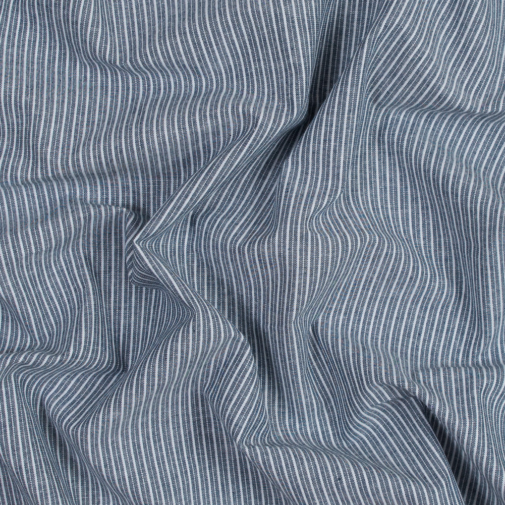 Navy Striped Cotton Chambray Navy Striped Cotton Chambray
