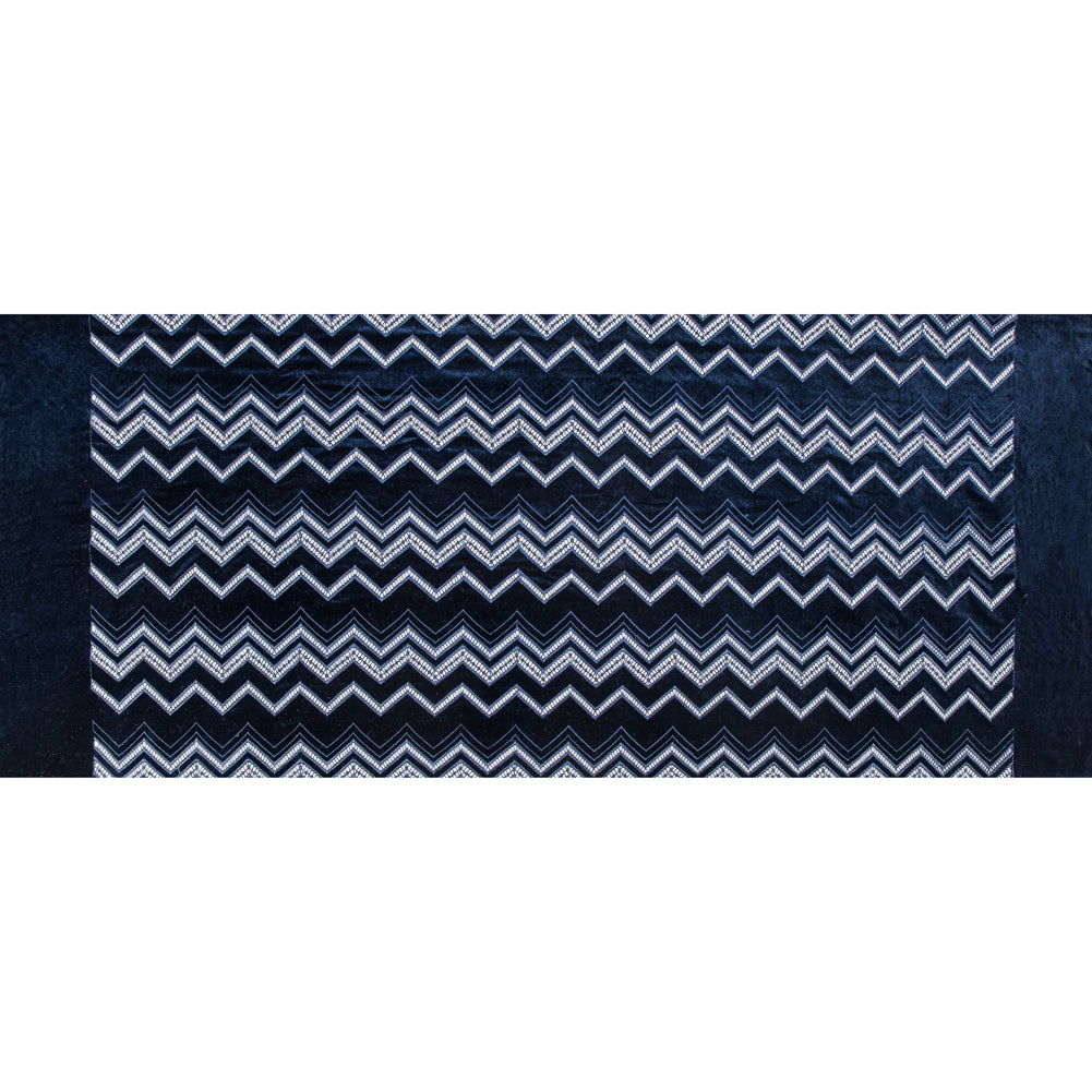 Velvet Lace - Navy Geometric Folded Velvet Lace - Navy Geometric Folded
