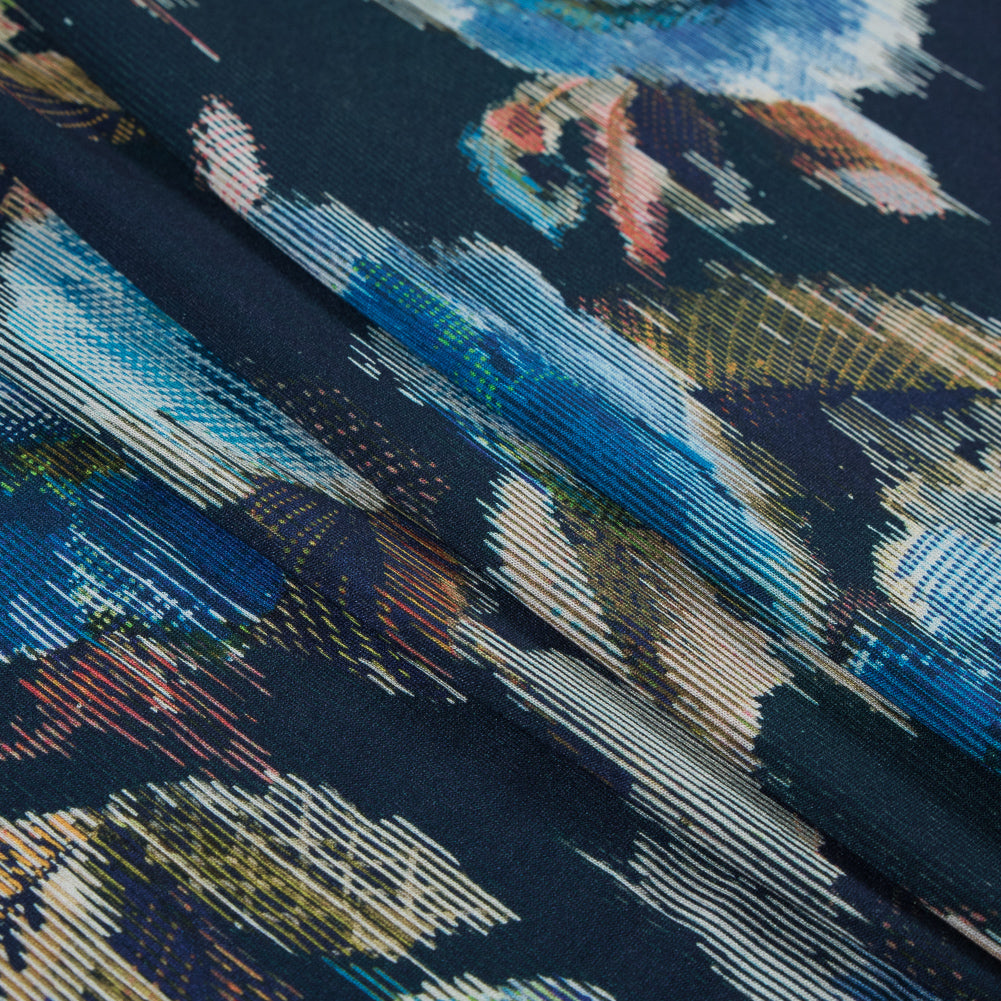 Italian Blue and Green Floral Printed Jersey Folded Italian Blue and Green Floral Printed Jersey Folded